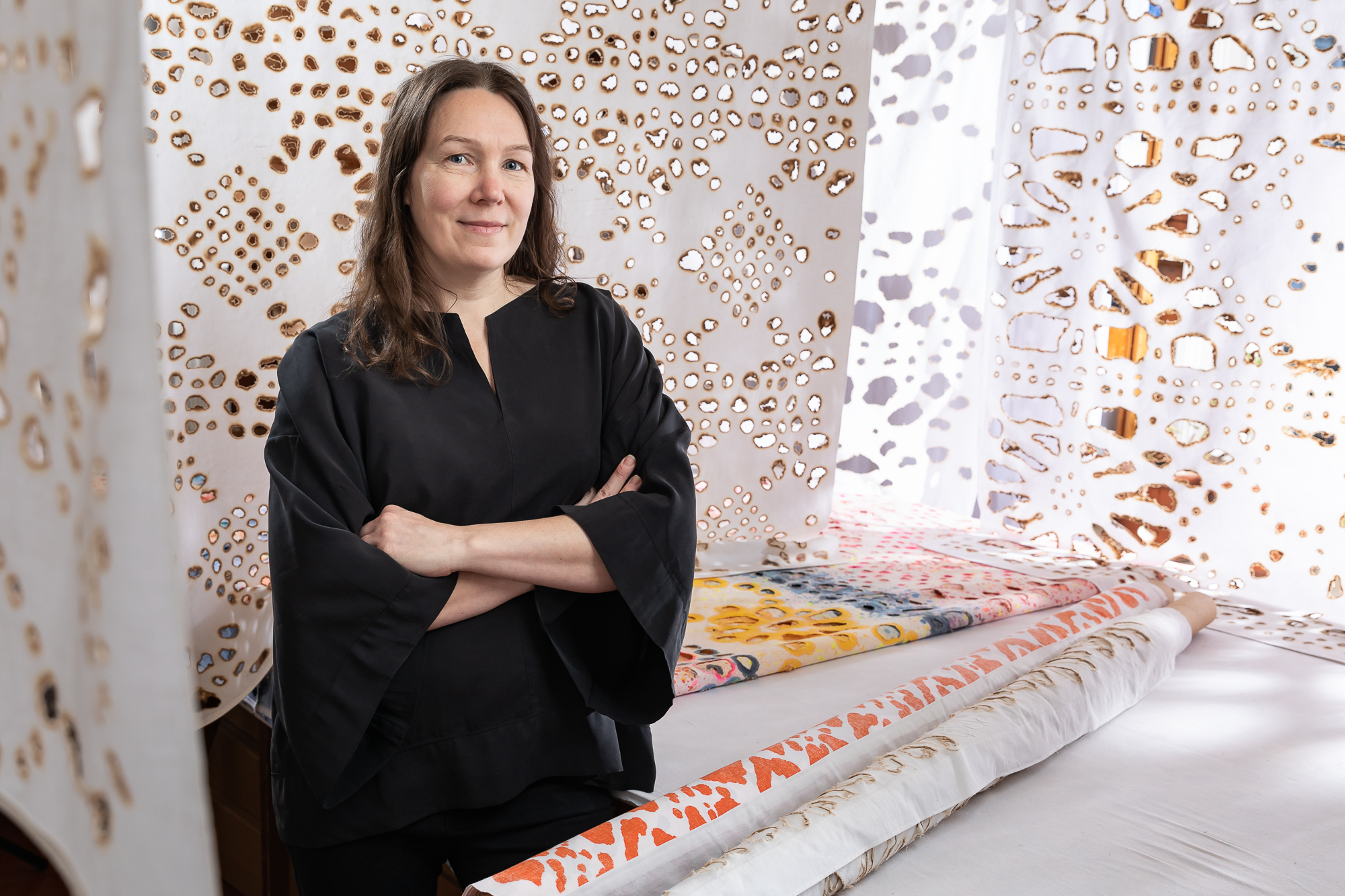 Johanna Pöykkö with her artwork, photo Ester van Dam